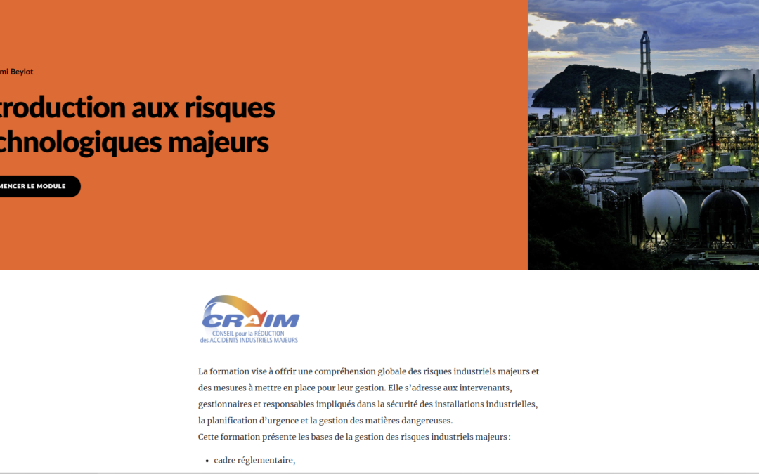 Lancement d&rsquo;une formation en ligne sur la gestion des risques d&rsquo;accident technologiques majeurs